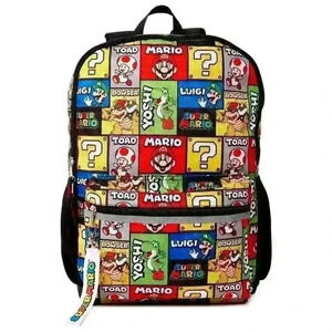 Nintendo Super Mario Bros Kids Unisex 17" Backpack Laptop Sleeve Padded Shoulder